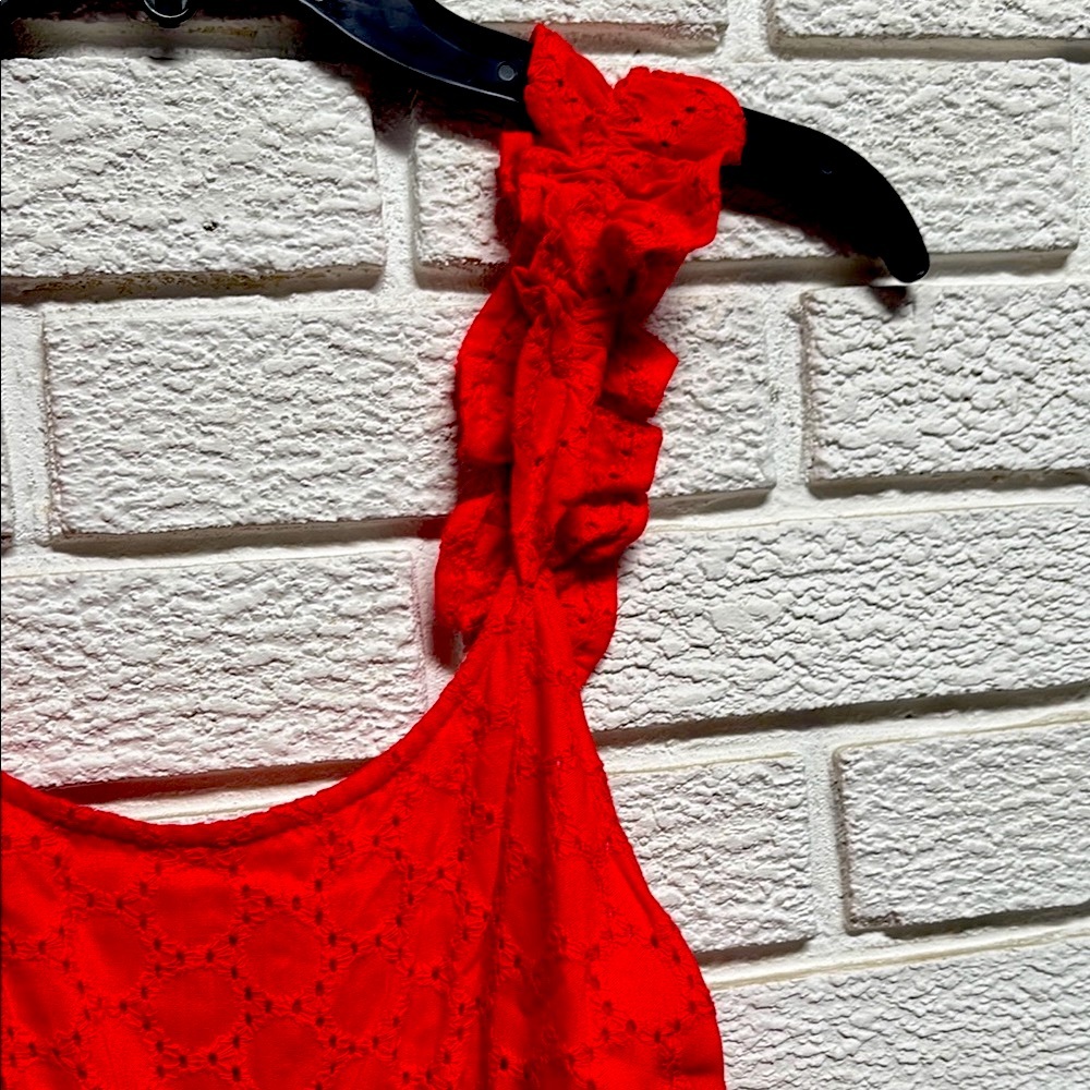 Jessica Simpson Red Ruched Midi Sundress - Picture 3 of 4